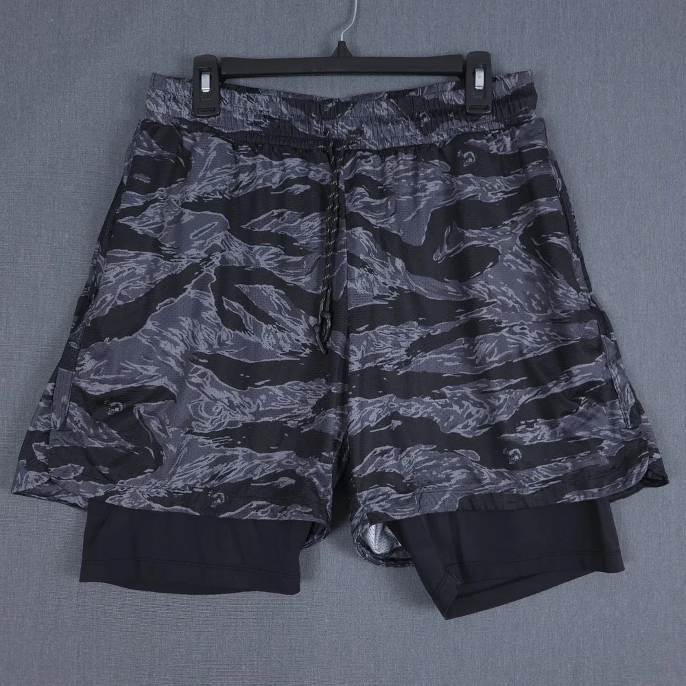 Savage Tacticians Shorts Mens XXL Gray Black Camo Lined Athletic Training Gym